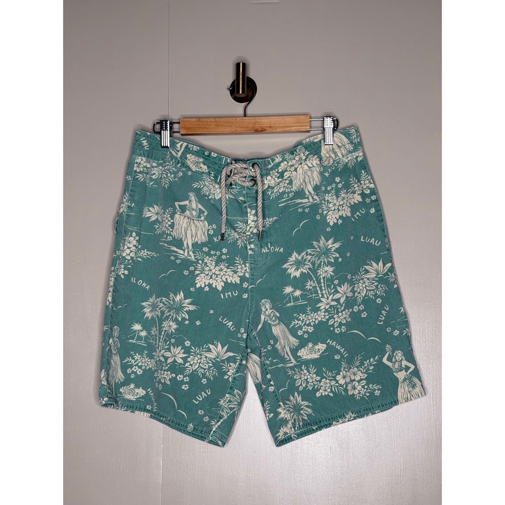 Polo Ralph Lauren Aloha Hawaiian Print Swim Trunks Teal Tropical Cargo